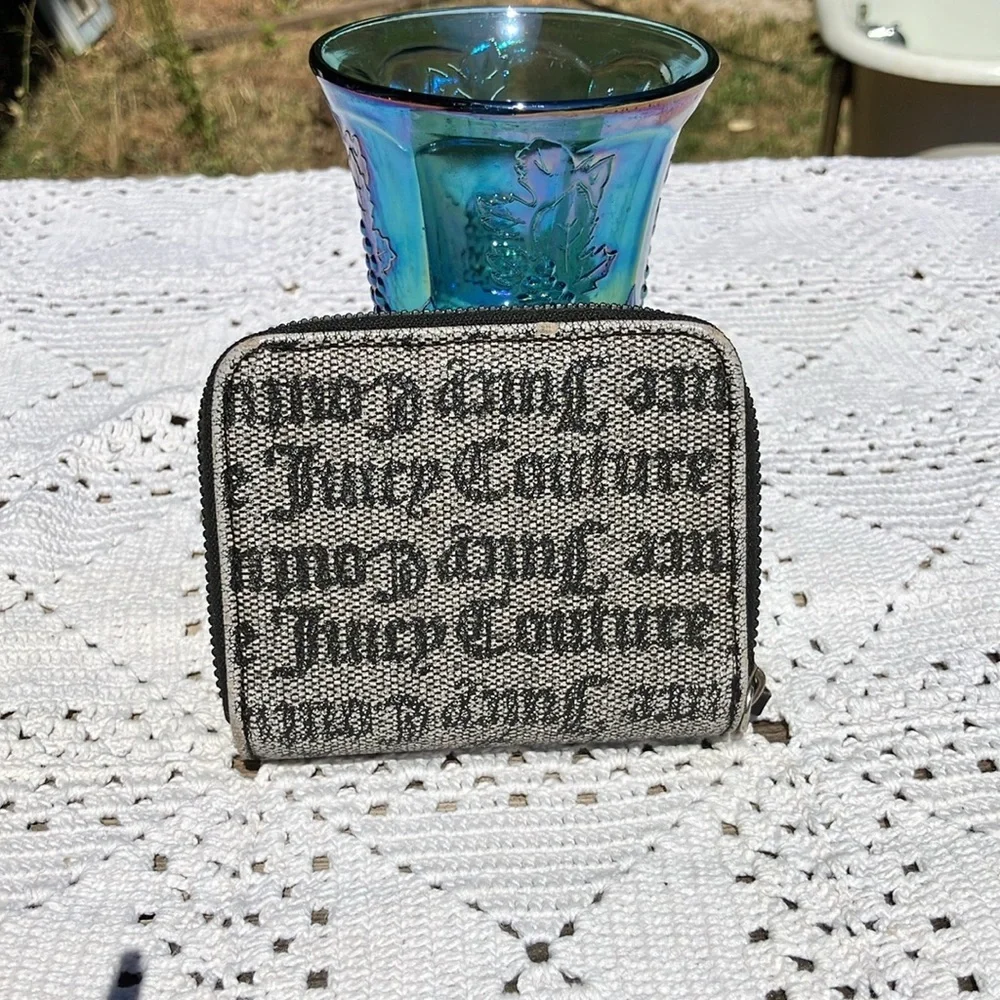 Juicy Couture Black and Gray Wallet with Monogram Design